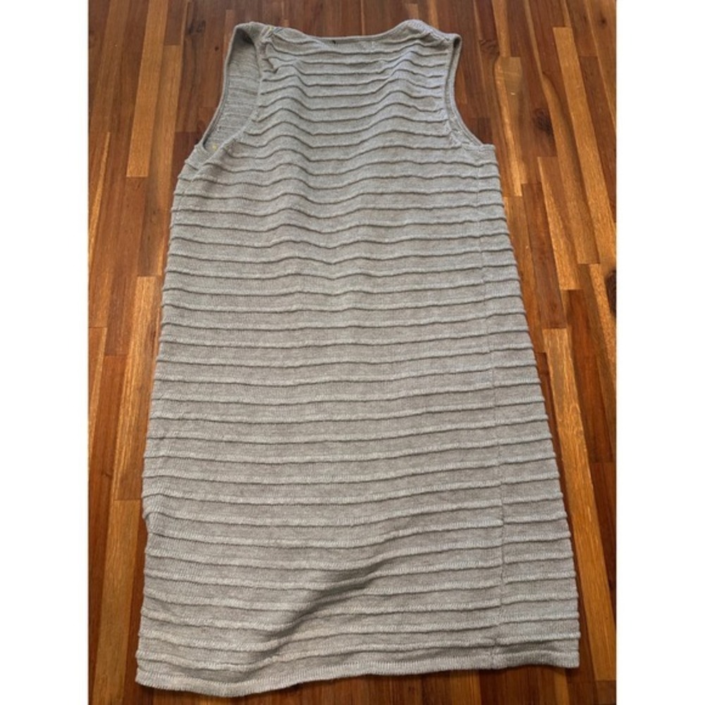 GNW Knit Longline Vest Women S Grey Excellent Ribbed Open Front Pockets